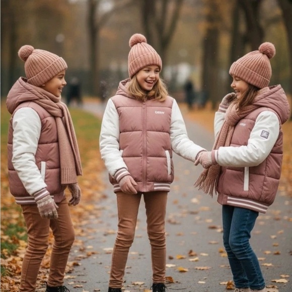 DKNY Girls 14/16 Hooded Full-Zip Jacket Dusty Rose Varsity NWT’S $130 Retail - Picture 4 of 5